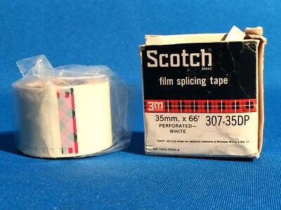 3M-SCOTCH #307-35DP FILM SPLICING-TAPE 66' ROLL, WHITE-PERFORATED, NEW-OLD-STOCK - Image 1 of 4
