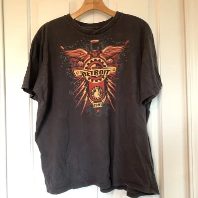 Camisa Hecha en Detroit 1991 100% Algodón Negra Gráfica Talla XL Foto 1 de 4