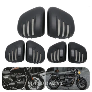 Left & Right Battery Side Fairing Covers For Triumph Bonneville T120 Black 16-20 - Picture 1 of 36