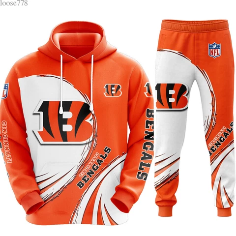Cincinnati Bengals Tracksuit Men Casual Hoodie Pants Set Sweatshirts Sweatpants Cover