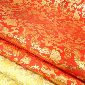 Chinese Ancient Costume Tang Suit Damask Gold Silk Satin Dragon Sewing Fabric - Picture 1 of 5