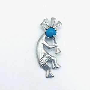 Colgante deslizable Kokopelli de plata de ley 925 y turquesa del suroeste indio - Imagen 1 de 12