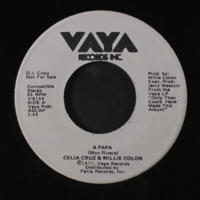 CELIA CRUZ & WILLIE COLON: a papa / tu y las nubes VAYA 7" Single 45 RPM - Image 1 of 2