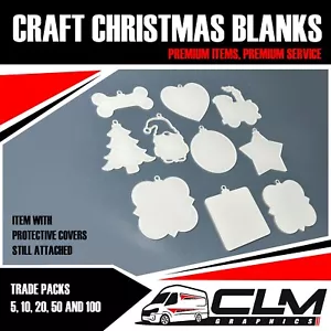 Christmas Large CLEAR ACRYLIC BLANKS trade packs x5 x10 x20 x50 x100 craft pack - Picture 1 of 11