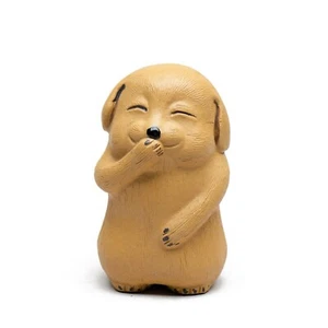 Purple Clay Tea Pet Lovely Gigle Dog Figurines, Handmade Chinese Zodiac Littl... - Picture 1 of 7