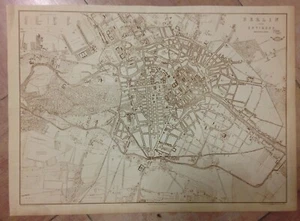 BERLIN GERMANY 1863 by T. ETTLING LARGE ANTIQUE ENGRAVED CITY MAP XIXe CENTURY - Picture 1 of 5