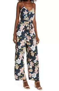 Chelsea28 - Floral Wide Leg Jumpsuit - Teal Fall Bouquet - Size XS - Picture 1 of 5