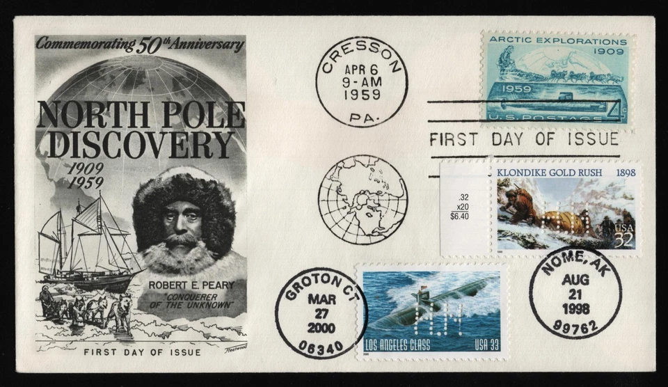 #1128 4c Arctic Explorations, Fleetwood-Triple Cancel **ANY 5=FREE SHIPPING** - Image 1 of 1