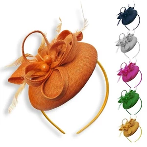 Runde Pillendose Schleife Sinamay Stirnband faszinierend Hochzeiten Ascot Hutinator Rennen - Bild 1 von 19