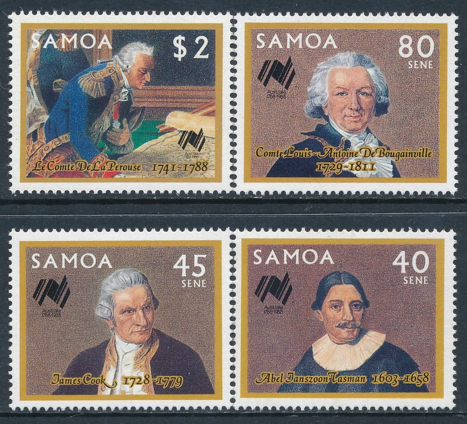 1987 SAMOA BICENTENARY AUSTRALIA 1788-1988 CONJUNTO DE 4 EM PERFEITO ESTADO, SEM MARCA DE CHARNEIRA - Imagem 1 de 1