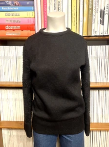 Suéter Jersey Erin Alexandra Klym Damas 8 XS Negro Texturizado Tejido Boucle Acanalado - Imagen 1 de 9