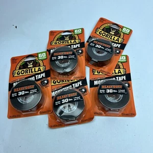 LOT OF 5 BLACK HEAVY DUTY MOUNTING TAPE 1"X60" (5FIT) - Picture 1 of 2