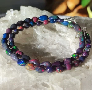Welo Opal Heilstein Kette facettiert 925 Sterlingsilber Handarbeit Rarität K665 - Bild 1 von 9