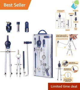 7 Piece Precision Geometry Compass Set, Drafting Tools Kit w/ Case for Students - Picture 1 of 10