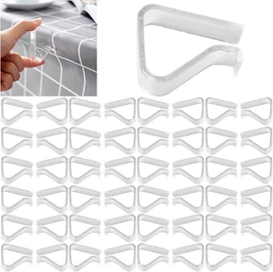 48 Pieces Transparent Clear Tablecloth Clips, Plastic Table Cloth Clips,Windproo - Picture 1 of 12