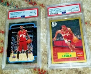 Lebron James 2003 Bowman Rookies and Stars RC Topps 2007 Gold Variation PSA 8 
