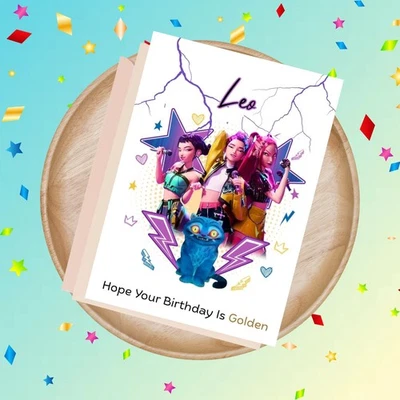 SLEEKIFY KPOP DEMON HUNTERS Personalised Birthday Card - huntr/x rumi mira zoey k-pop