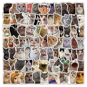 100pcs Removable Funny Cat Stickers Waterproof Scrapbook Stickers - Picture 1 of 12