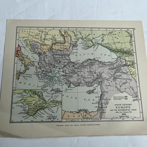 1914 (Print) Map of South Eastern Europe & Lands GA #60 after Crimean War 1856 - Picture 1 of 7