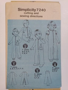 Jumpsuit One Piece Girls Boys 2 Simplicity 7240 Sewing Pattern NO ENVELOPE UC FF - Picture 1 of 8