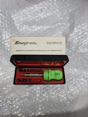 Snap-on Tools RARE NEW GREEN STUBBY Handle Ratcheting Screwdriver SSDMR213 WFE - Image 1 of 4