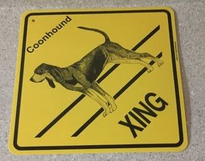 Plastic Yellow Dog Crossing Road Wall Sign Coonhound Breed Brand New Ships Free! - Picture 1 of 2