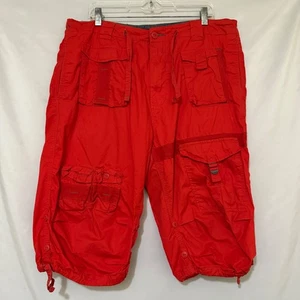 Y2K Sean John Herren 36 einfarbig rot Hip Hop Retro Baggy Cargo Shorts Kordelzug Bündchen - Bild 1 von 11