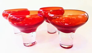 4 Vintage, Fiery Red Komedi  Blown Glasses by Johanna Jelinek/Ikea Retired - Bild 1 von 12