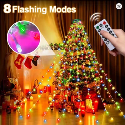 280LED Waterfall Light Christmas Tree Fairy String Lights Waterproof Party Decor - Image 1 of 4