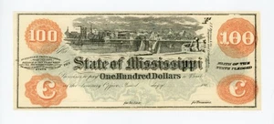 1865 Cr.49A $100 The State of Mississippi - Jackson, MISSISSIPPI Note AU - Picture 1 of 2