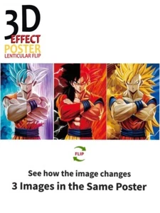 Son-Goku, 3D Lentikular Effekt - Anime Dragon Ball Z Poster, 3 in einem - Bild 1 von 8