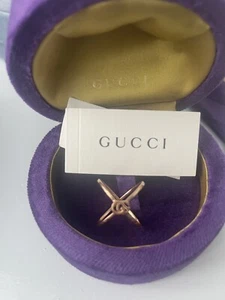 Gucci gg Running Cross Rose Gold 18ct Ring New With Box - Picture 1 of 2
