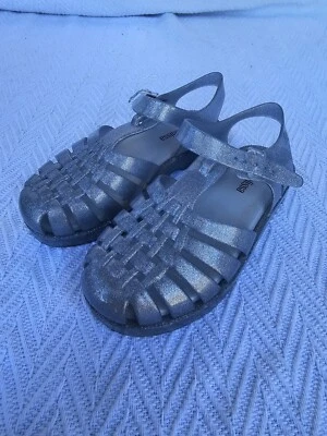 Mini Melissa Mel Possession Sandals in Clear Glitter/Silver Size 11 girls - Image 1 of 4
