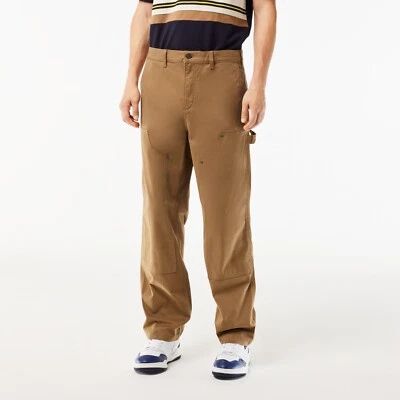 Pantalones cargo de sarga de algodón de corte recto marrón talla 32 Lacoste Foto 1 de 4