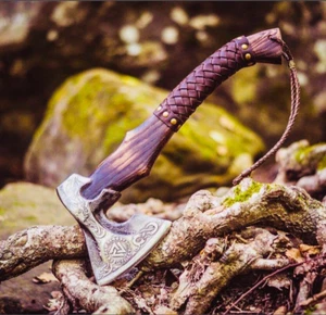 Hacha vikinga de acero al carbono forjada a mano el mejor regalo para él hombres niño - Imagen 1 de 10
