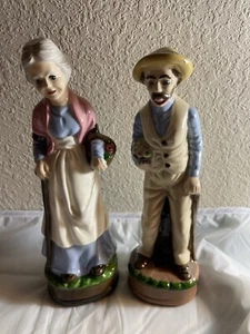 Vintage Old Man And Lady with canes caring Apples figurines 12” - Picture 1 of 7