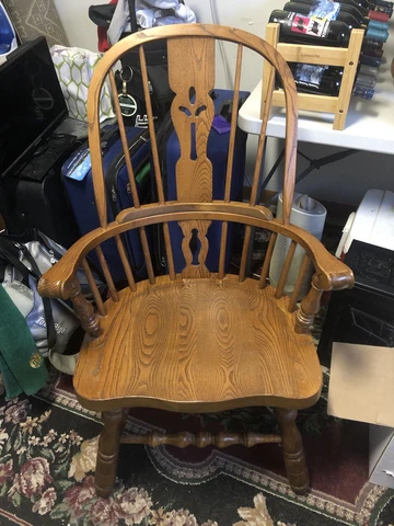 S Bent Brothers Windsor Colonial Maple Wooden Chair Arm Spindle Fan Back Dining Cover