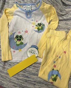 NWT Girls CIRCO Sz 6 Cotton Pajamas  2pc BLUE SPARKLY FROGS & MOONS - Picture 1 of 3