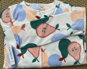 Carter's Girls 8 One Piece Pear Fleece PJs Pajama Pears NWT Footed Sleeper - Picture 1 of 2