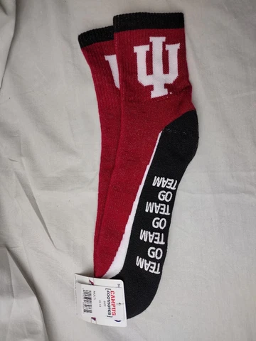 New Indiana University NCAA Mens Grip the Turf Quarter Socks Size 10-13 Cover