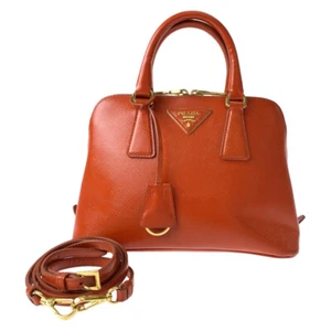 PRADA Promenade Patent Saffiano Triangle logo BL0838 Shoulder Bag handbag Orange - Picture 1 of 10
