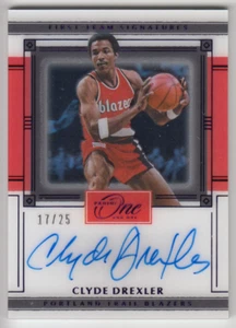 2020-21 Panini One And One Clyde Drexler First Team Signatures Blue Auto 17/25 - Picture 1 of 2