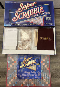 Hasbro Super Scrabble Deluxe Edition New Open Box Sealed Pieces Rotating Board