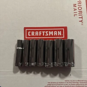 (7) CRAFTSMAN Genuine 3/8"dr Deep Socket Deep 6 PT Point Metric 3/8” - 3/4” New - Picture 1 of 3