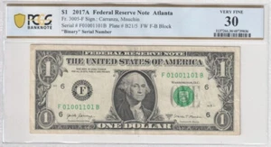 TRUE BINARY F01001101B $1 One Dollar Bill Fancy Serial Number FRN F 0100 1101 B - Picture 1 of 2