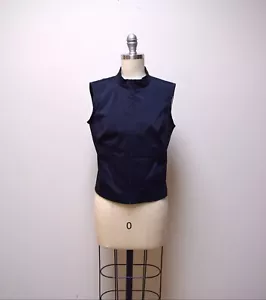 KENNETH COLE Black Nylon Zipper Front Vest Sleeveless Top Size 8 - Picture 1 of 5