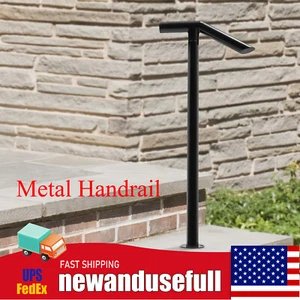 Metal Handrail Single Post Handrail Iron Handrail for 1-2 Step Stairs Railing - Picture 1 of 18