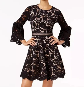 Vince Camuto Women’s Black Lace Dress Bell Sleeve Flare Dress Women’s Size 8 - Bild 1 von 8