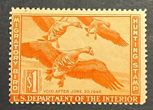 Travelstamps: US Stamps Scott #RW11 1944 Federal Duck Stamp $1 MOGH - Picture 1 of 5