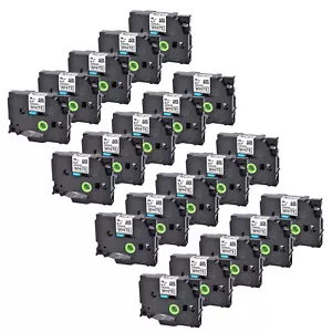 20PK TZ TZe-FX241 Black On White Flexible Label Tape 0.7'' For Brother PT-1800 - Picture 1 of 8
